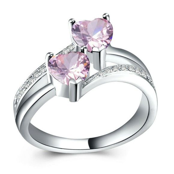. Jewelry - 925 Silver Rings Heart Shaped Pink Sapphire New